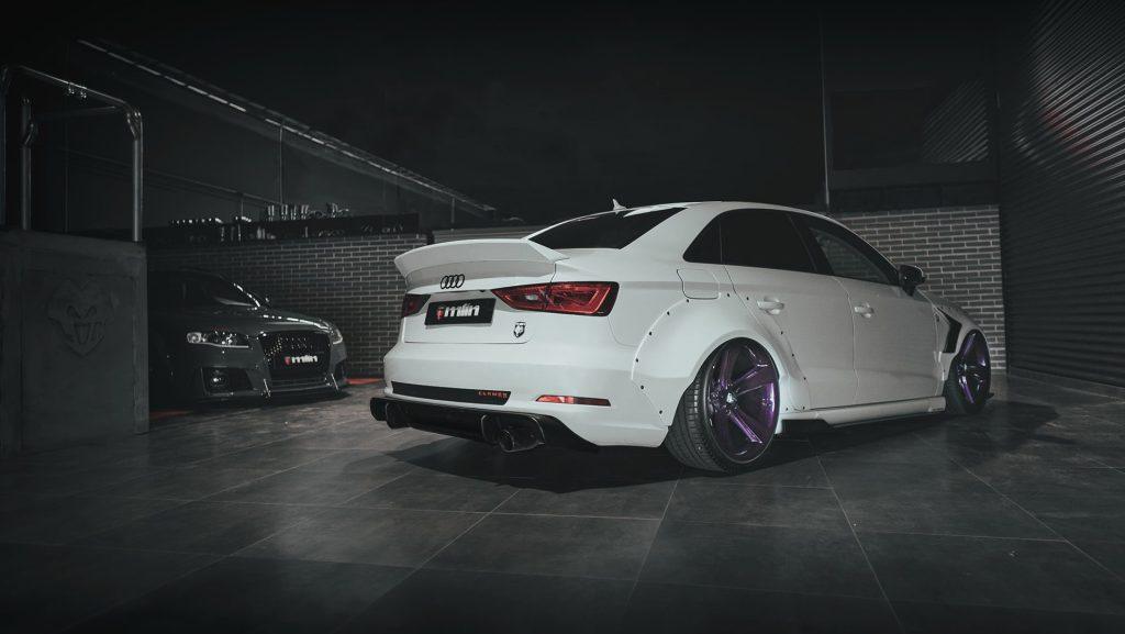 audi a3 rs3 kit carmen look pandem rocket bunny sedan leticia trasera panoramica-min Audi A3 Sedan aleron difusor