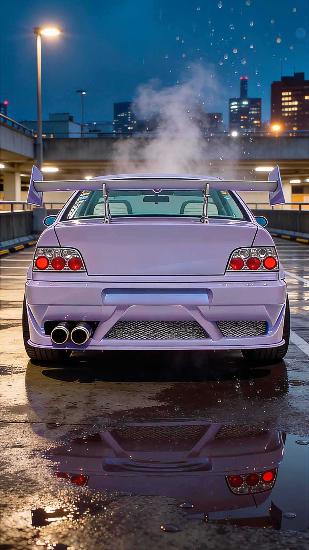 Vista trasera de BMW E36 tuning con escape doble y alerón