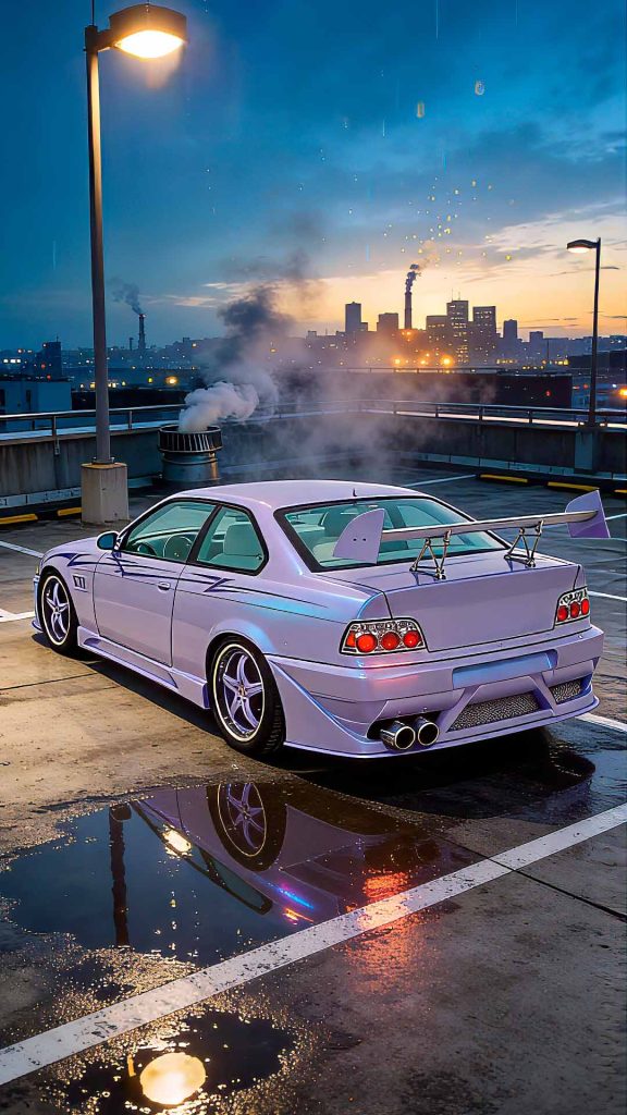 BMW E36 personalizado estilo tuning con llantas deportivas y carrocería ancha